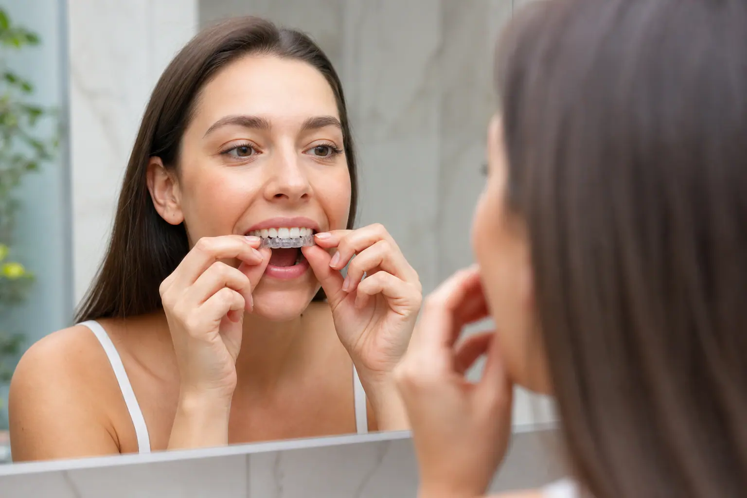 Wearing clear trays daily — braces for high-profile teeth