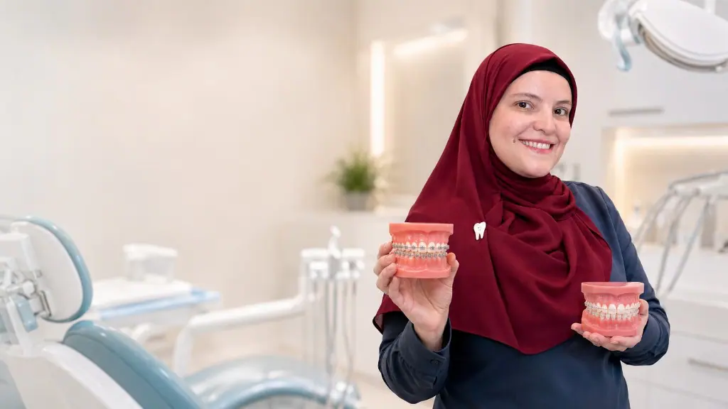 Metal and ceramic braces to treat crowded teeth - Abu Dhabi