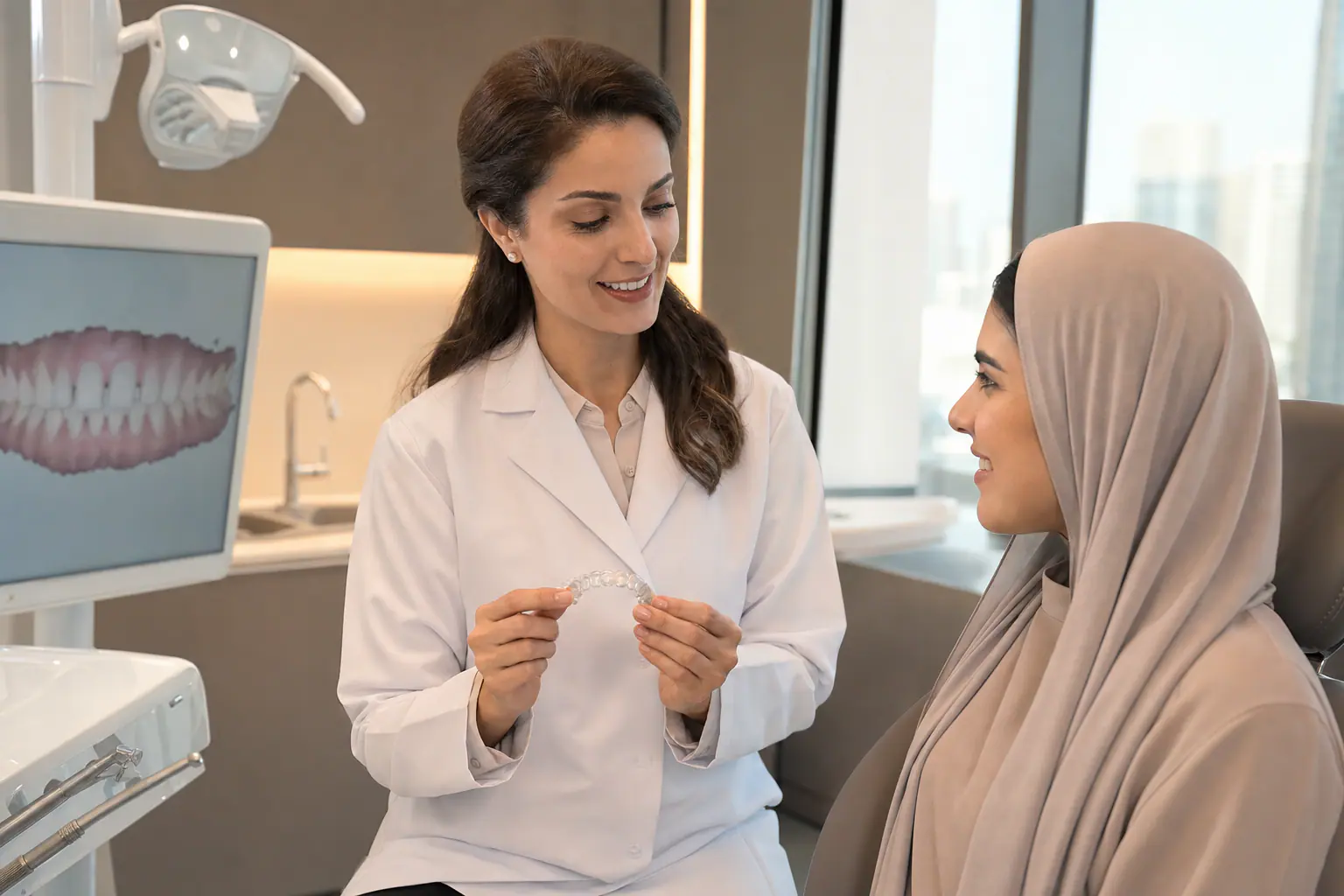 Transparent braces to treat gaps between teeth - high ones