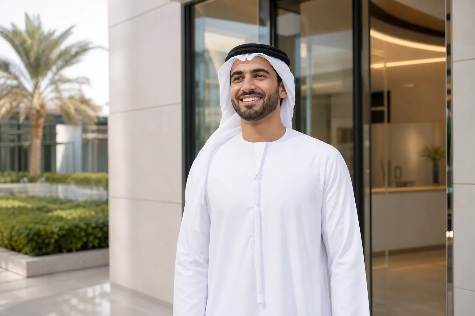 A satisfied Emirati patient after an immediate transplant consultation at Al Ahli Center