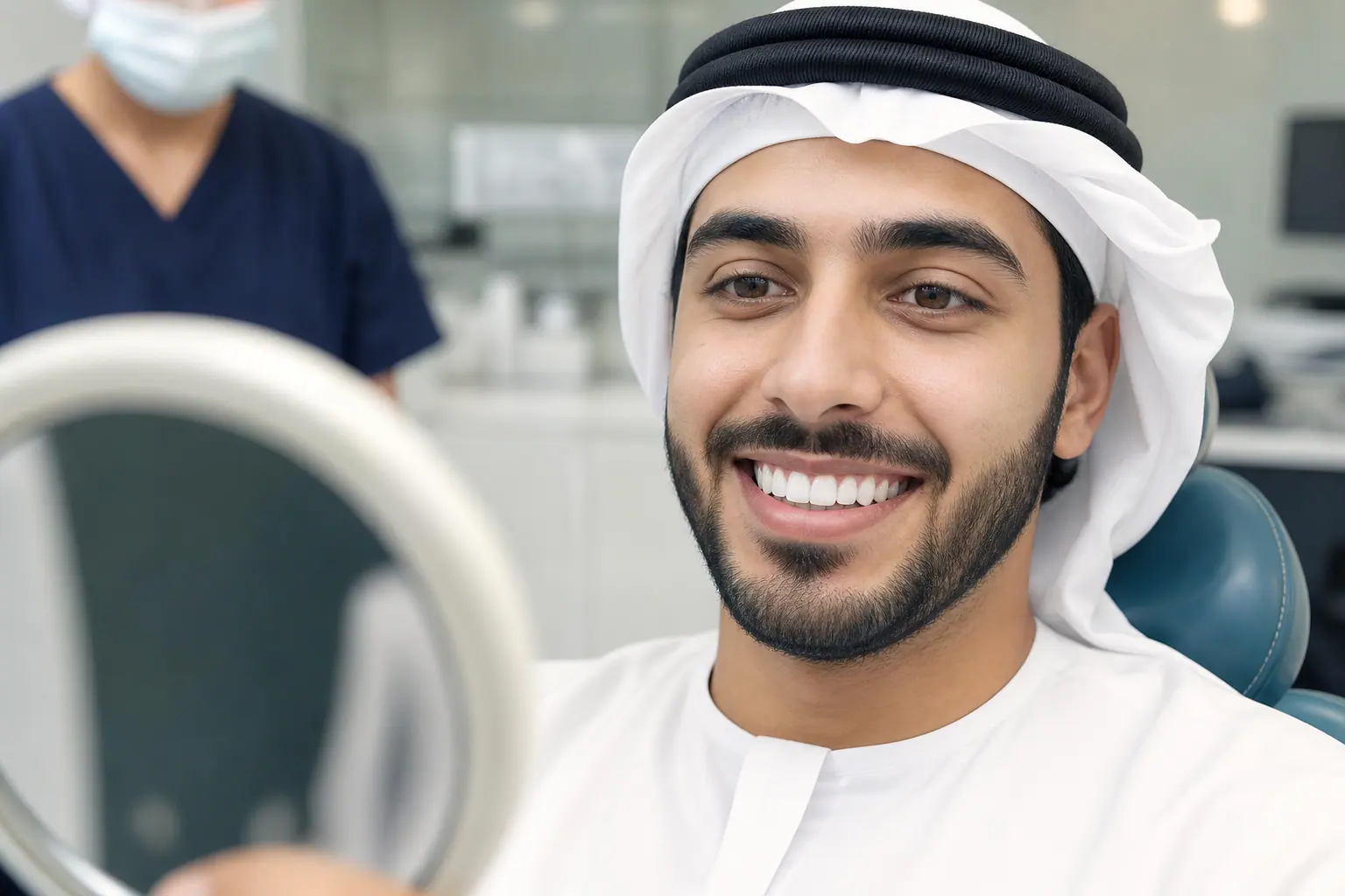 تركيب تاج الزرعة — فحص الإطباق والملاءمة في عيادة الأسنان