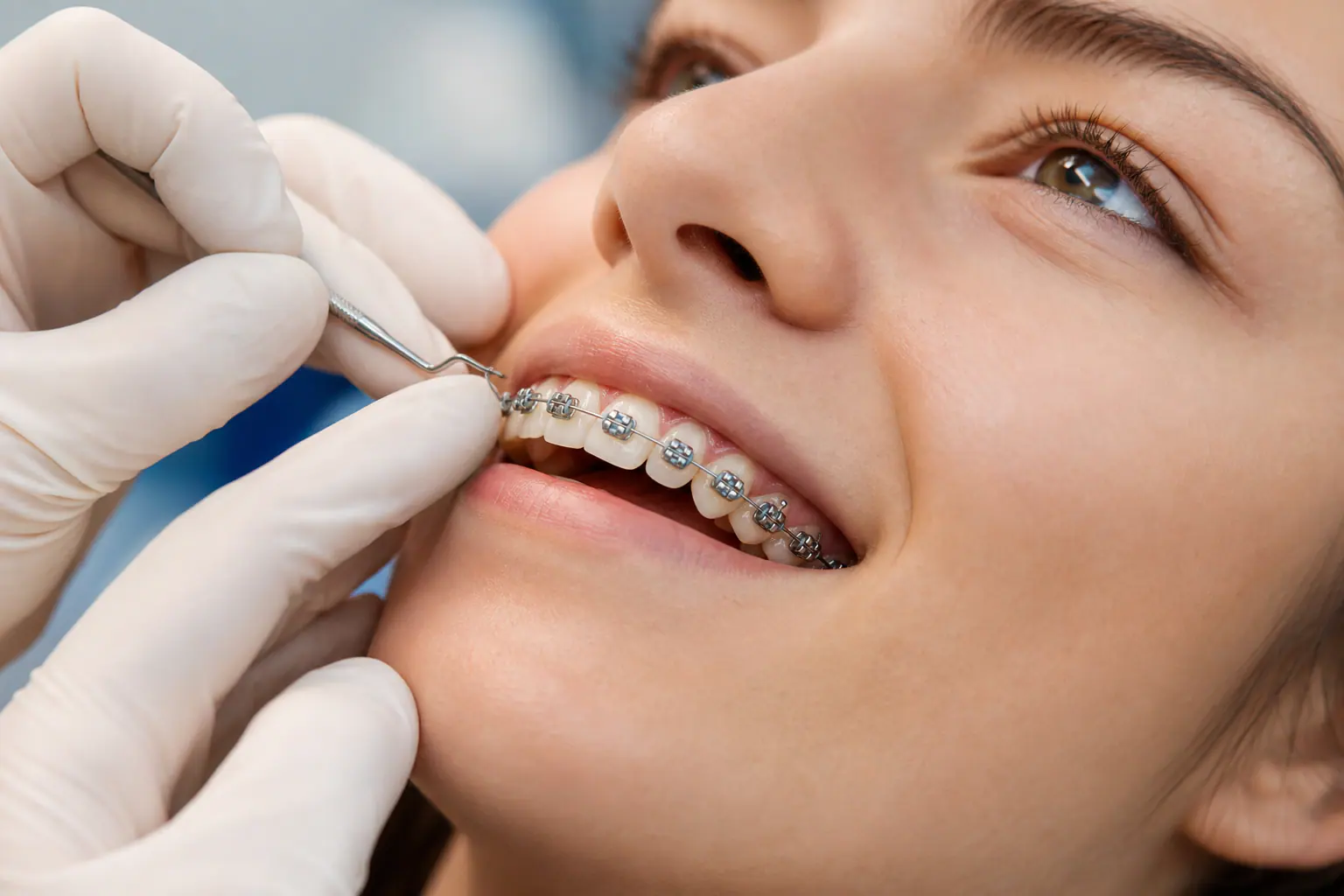 Metal braces to treat erupted teeth - Abu Dhabi